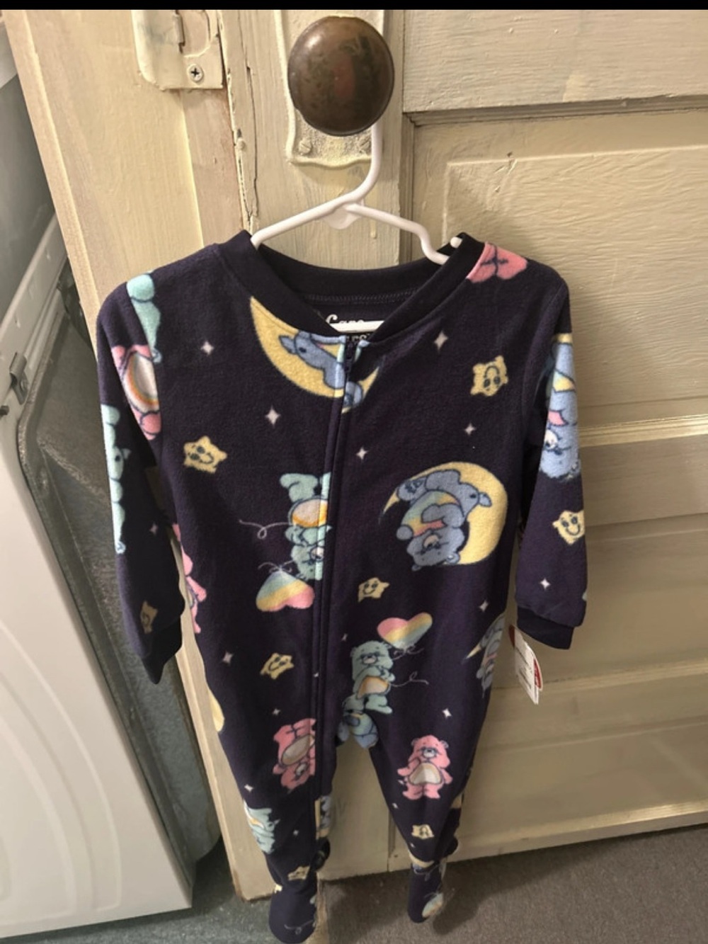 Care Bears Navy Fleece One-Piece Footed Pajamas with Pastel Characters